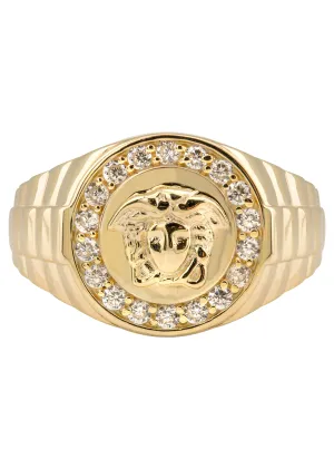 10K Gold Cz Medusa Ring For Men | 2.6 Grams