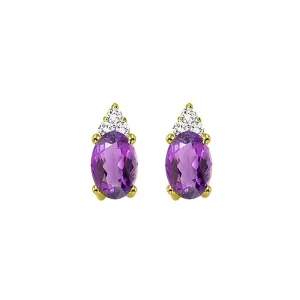 10Kt Yellow Gold Diamond 1/20Ctw & Amethyst 5/8Ctw Earring