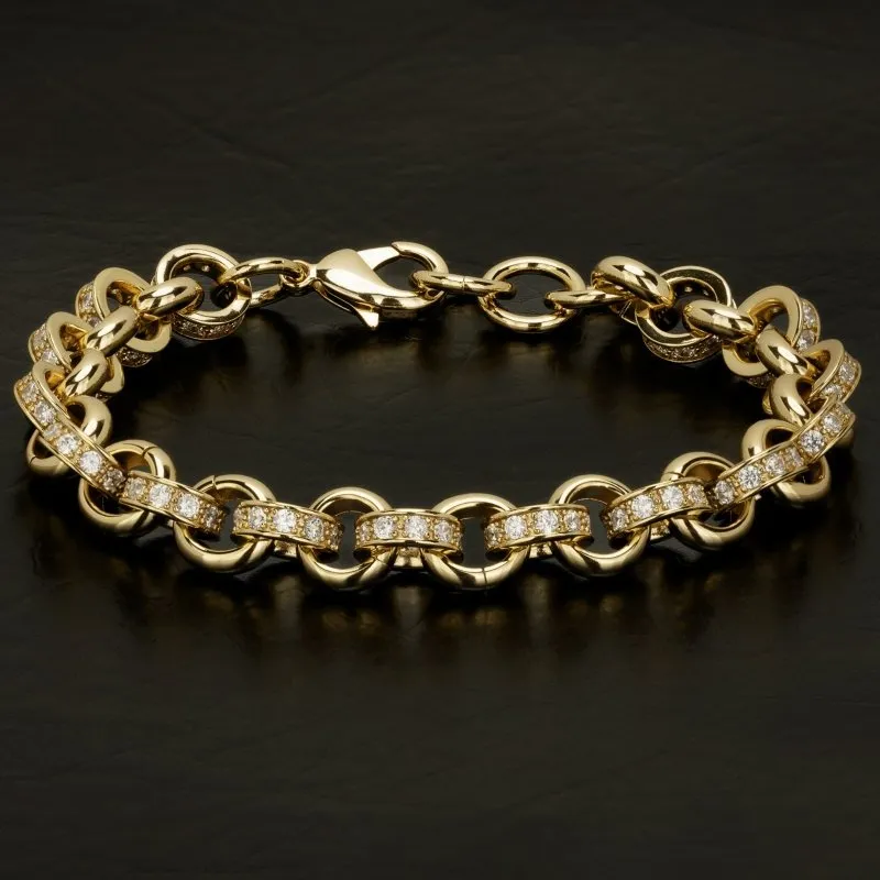 10mm Gold Filled Pattern Belcher Bracelet Stones 8/9.5 Inch