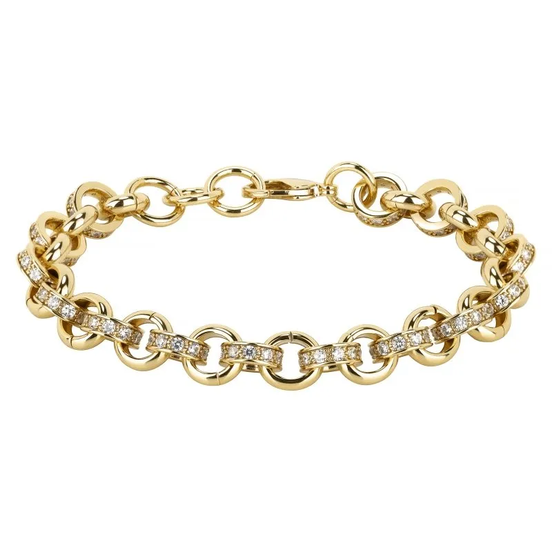 10mm Gold Filled Pattern Belcher Bracelet Stones 8/9.5 Inch