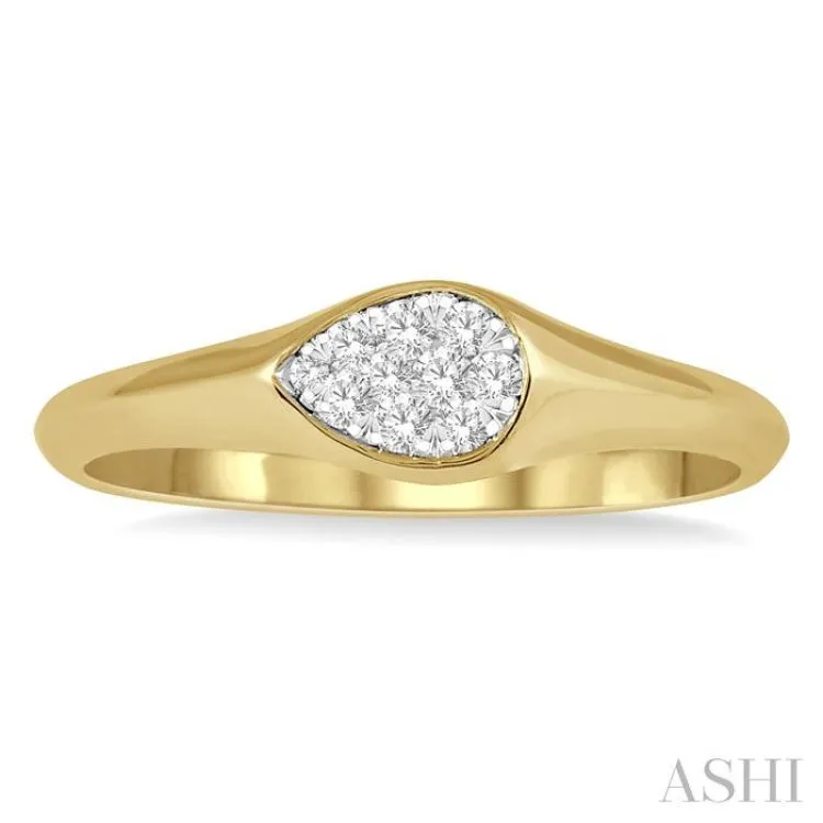 1/10 ctw Pear Shape Lovebright Diamond Ring in 14K Yellow and White Gold