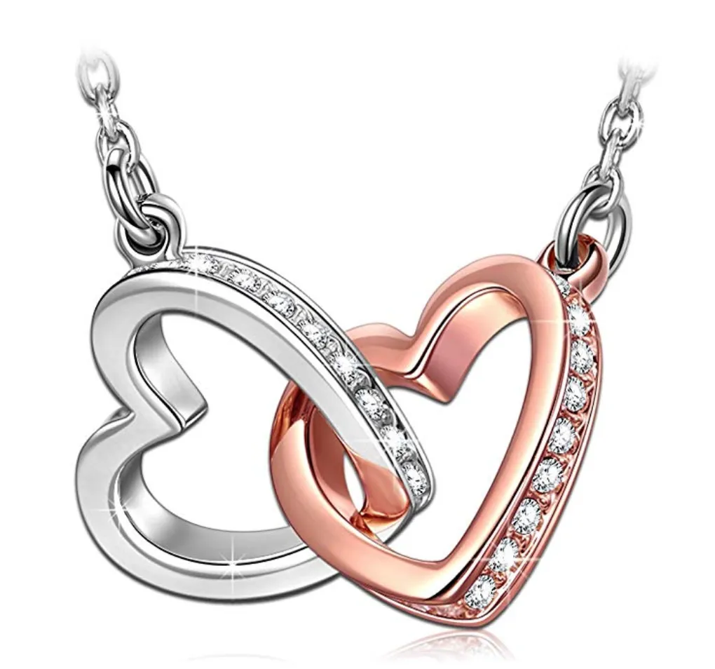 1/4 ct. Simulated Diamond Heart Necklace Love Valentines Anniversary Mother's Day Gift Rose Chain 20in.