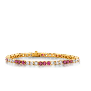 14 KT Rounds Shape Diamond & Ruby Bracelet