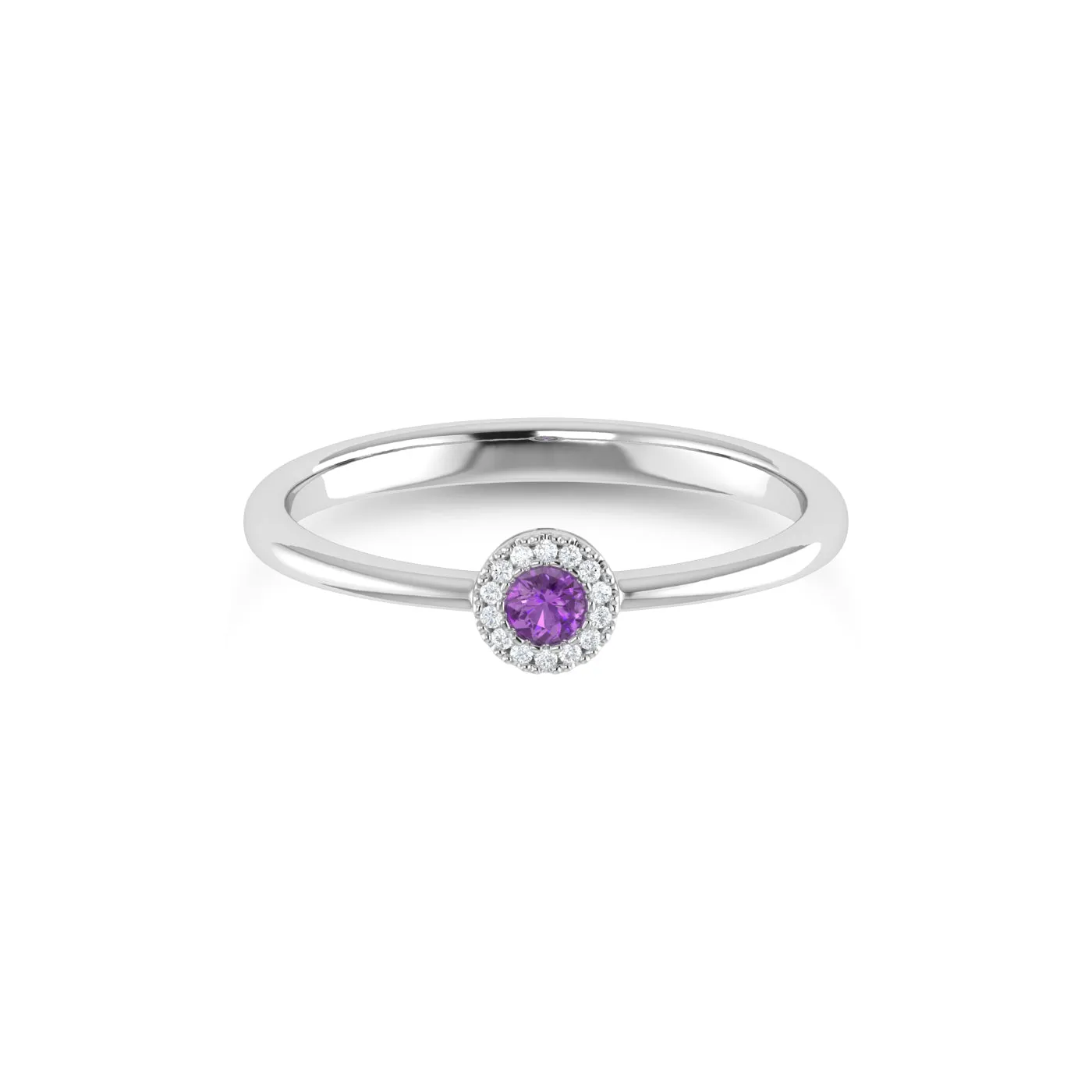 14K Gold Diamond & Amethyst Ring