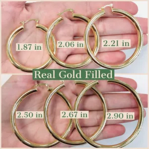 14K Gold Filled Hoop Earrings, Gold Hoops Earrings for Womens / Ladies Girls Womens Earrings / Aretes Argollas en Oro Laminado Para Mujer