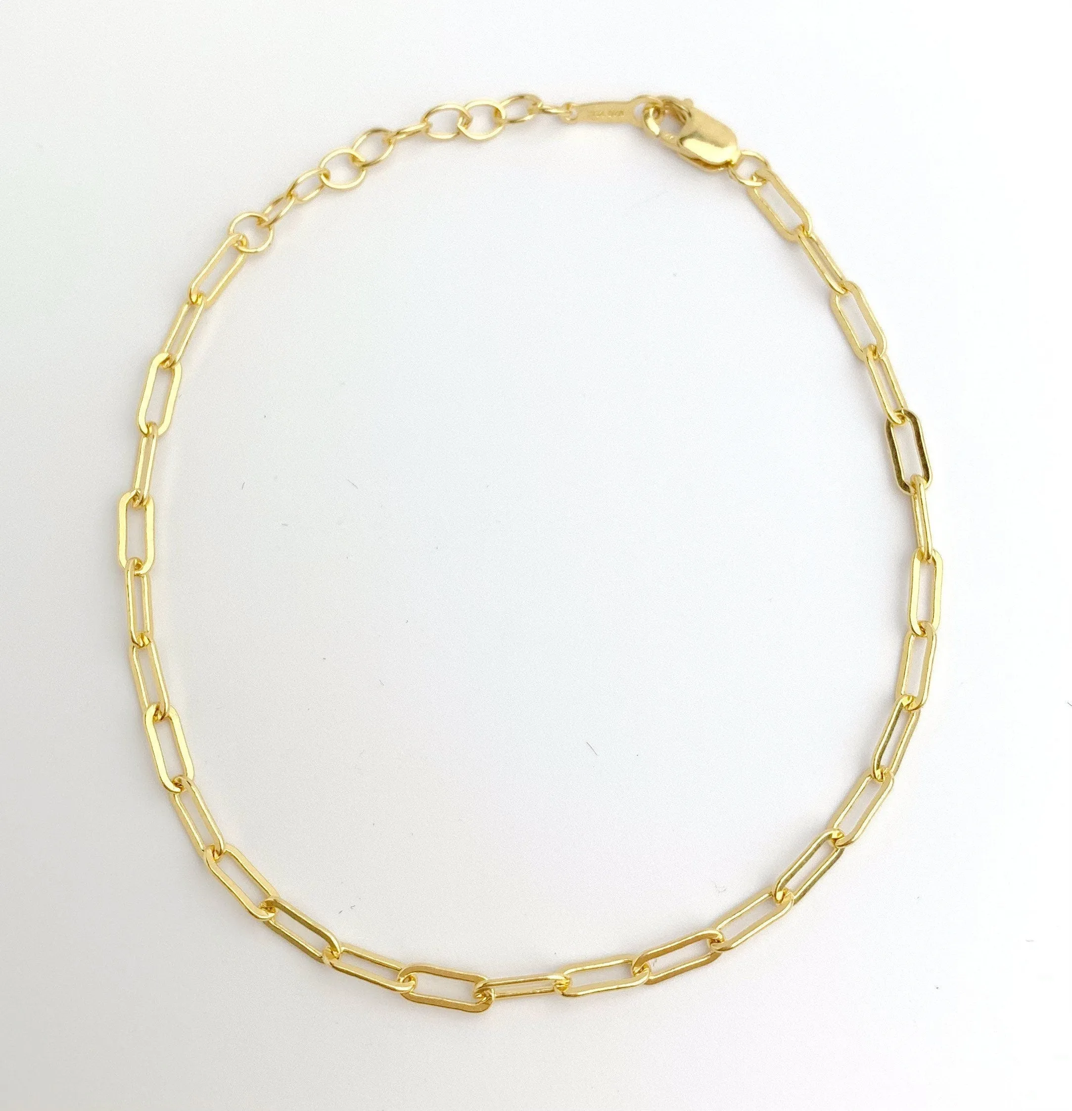 14k Gold Filled Paperclip Chain Bracelet