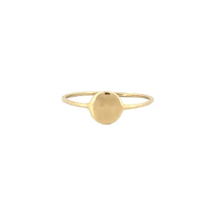 14K Gold Thin Round Signet Band