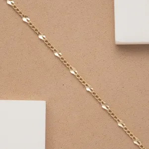 14k Solid Gold Dainty Chain Bracelet - 2 mm, Gloria