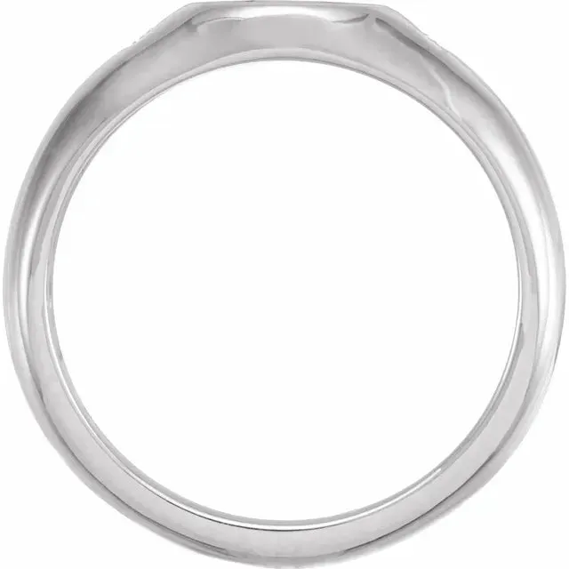 14K White Gold .06 CTW Natural Diamond Round Signet Ring