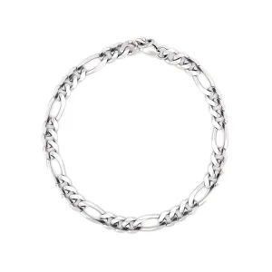 14K White Gold 5.5MM Figaro Bracelet