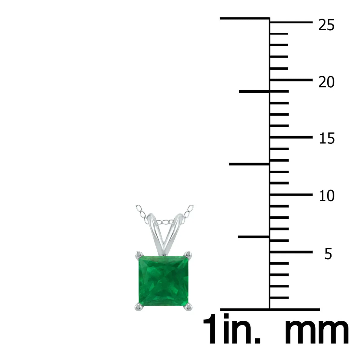 14K White Gold 5Mm Square Emerald Pendant