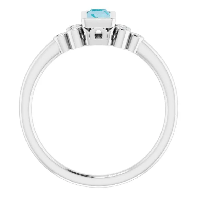 14K White Natural London Blue Topaz & .06 CTW Natural Diamond Ring