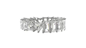 14k White Topaz Half N Half Bands