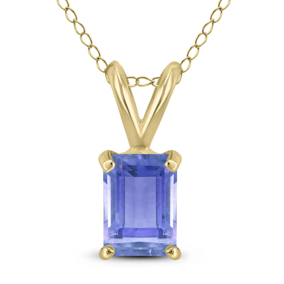 14K Yellow Gold 5X3Mm Emerald Shaped Tanzanite Pendant