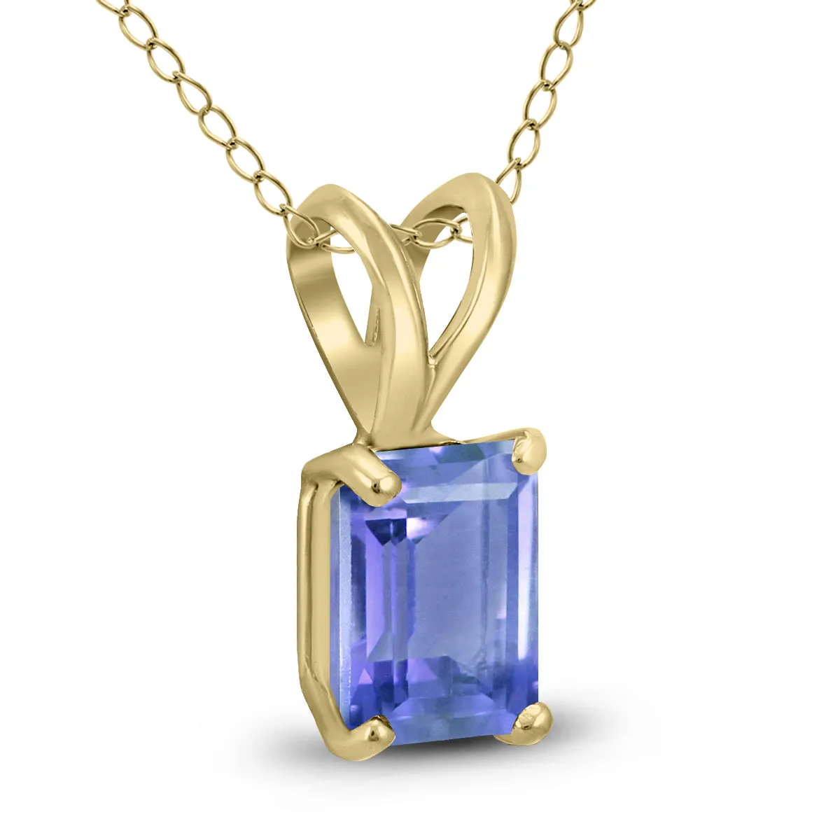 14K Yellow Gold 5X3Mm Emerald Shaped Tanzanite Pendant