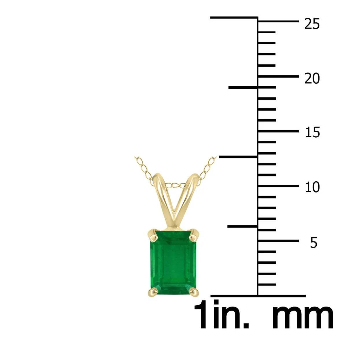 14K Yellow Gold 6X4Mm Emerald Shaped Emerald Pendant