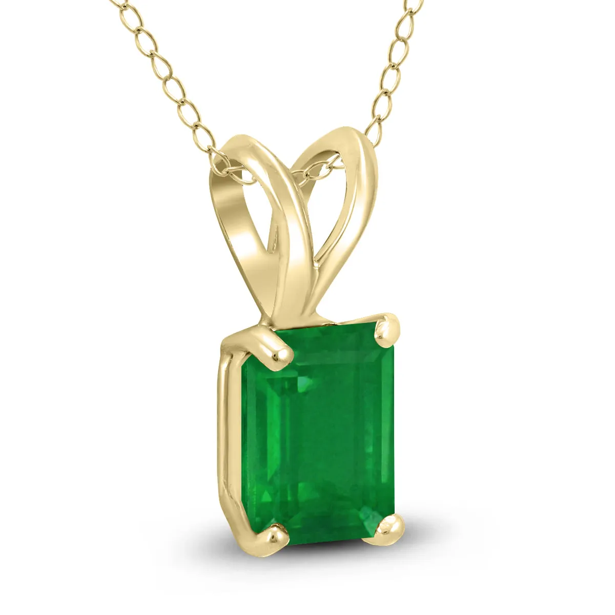 14K Yellow Gold 6X4Mm Emerald Shaped Emerald Pendant