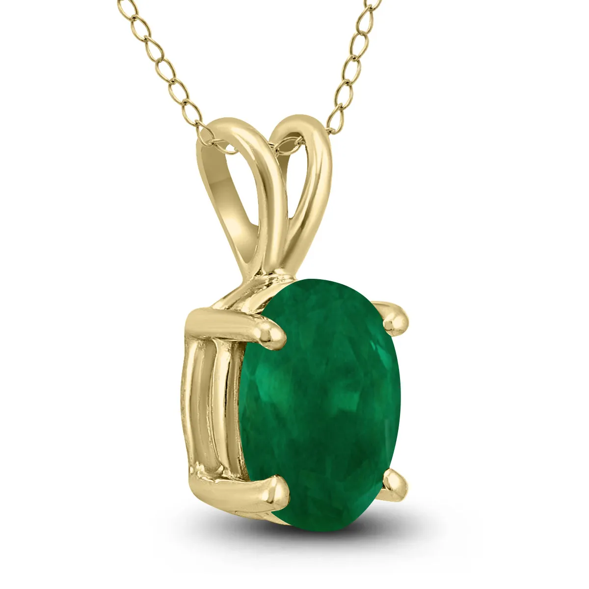 14K Yellow Gold 6X4Mm Oval Emerald Pendant