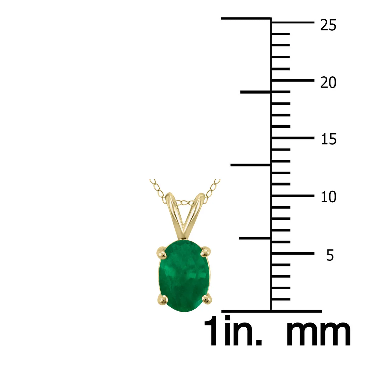 14K Yellow Gold 6X4Mm Oval Emerald Pendant