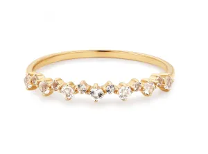 14k Yellow Gold Scattered Topaz Stacker Ring (I6189)