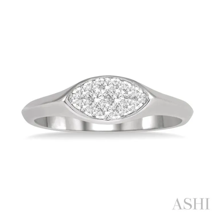 1/5 ctw Marquise Shape Lovebright Round Cut Diamond Ring in 14K White Gold