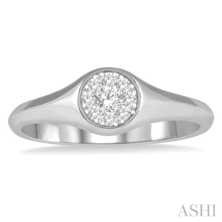 1/6 ctw Round Shape Lovebright Diamond Ring in 14K White Gold