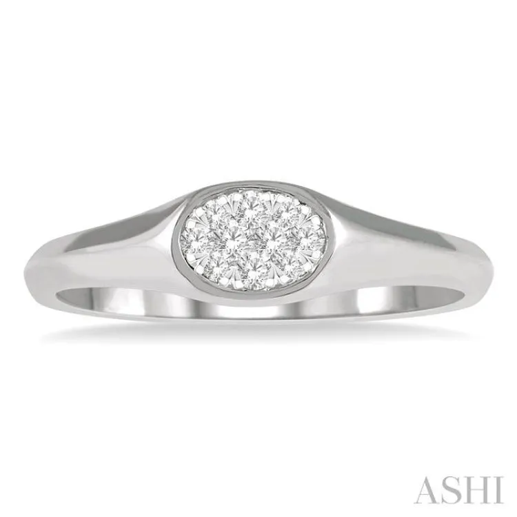 1/8 ctw Oval Shape Lovebright Diamond Ring in 14K White Gold