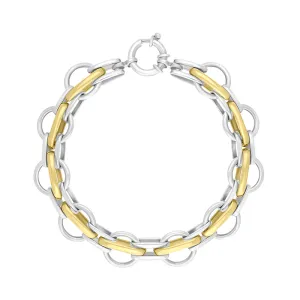 18 Yellow Gold Sterling Silver Round Link Handmade Bracelet D