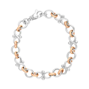 18ct Rose Gold Sterling Silver Infinity Link Handmade Bracelet