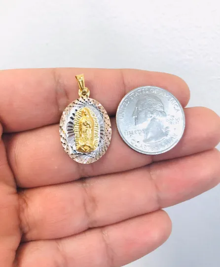 18K Gold Filled Virgen de Guadalupe Necklace 20" Dainty Pendant 20x13mm / Everyday Necklace for Womens / Cadena y Dije de la Guadalupe en Oro Laminado / Valentine´s Gift