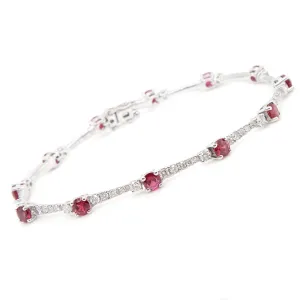 18k White Gold Diamond & Ruby Bracelet