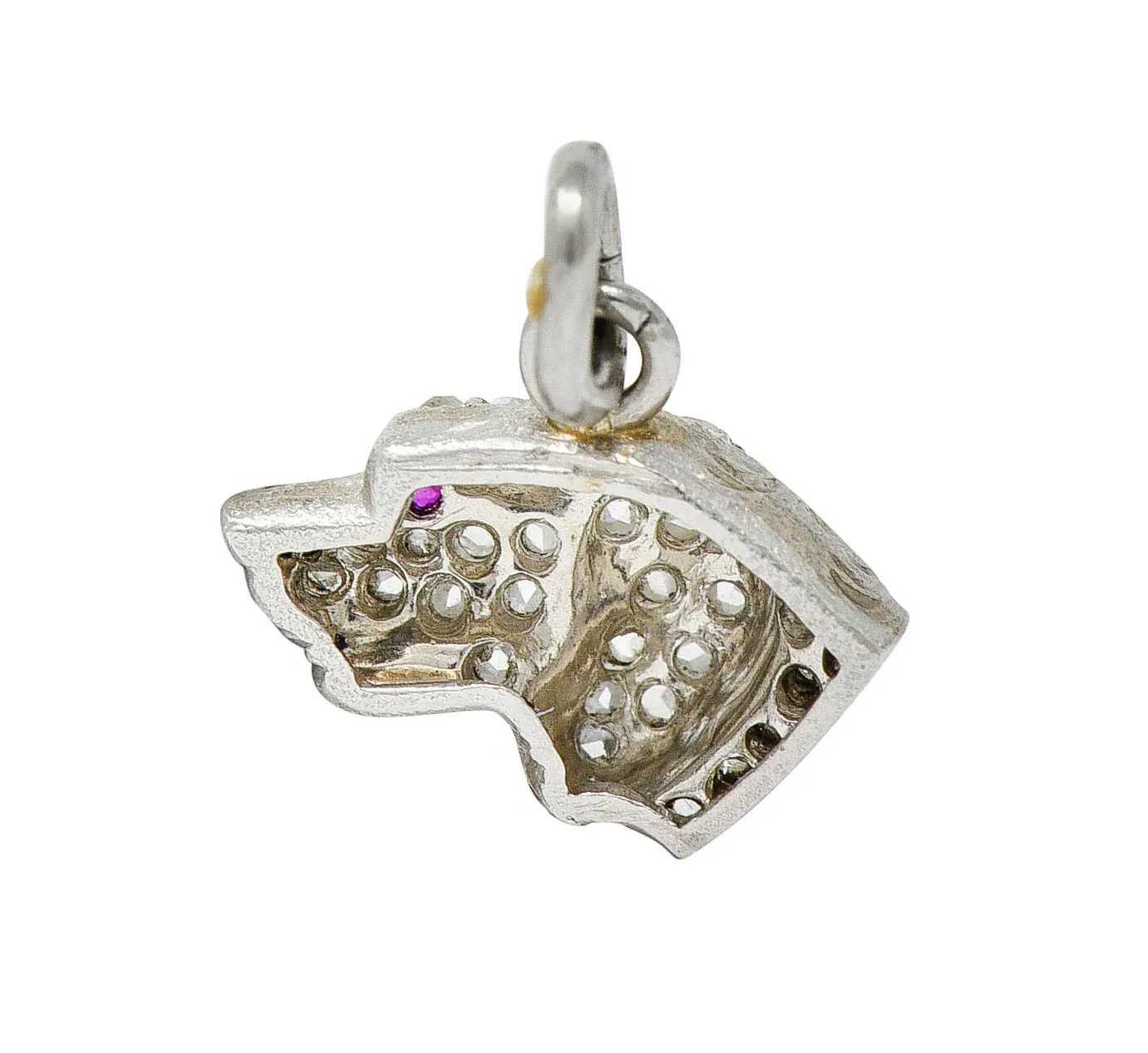 1920's Art Deco Pave Diamond Platinum Dog Charm