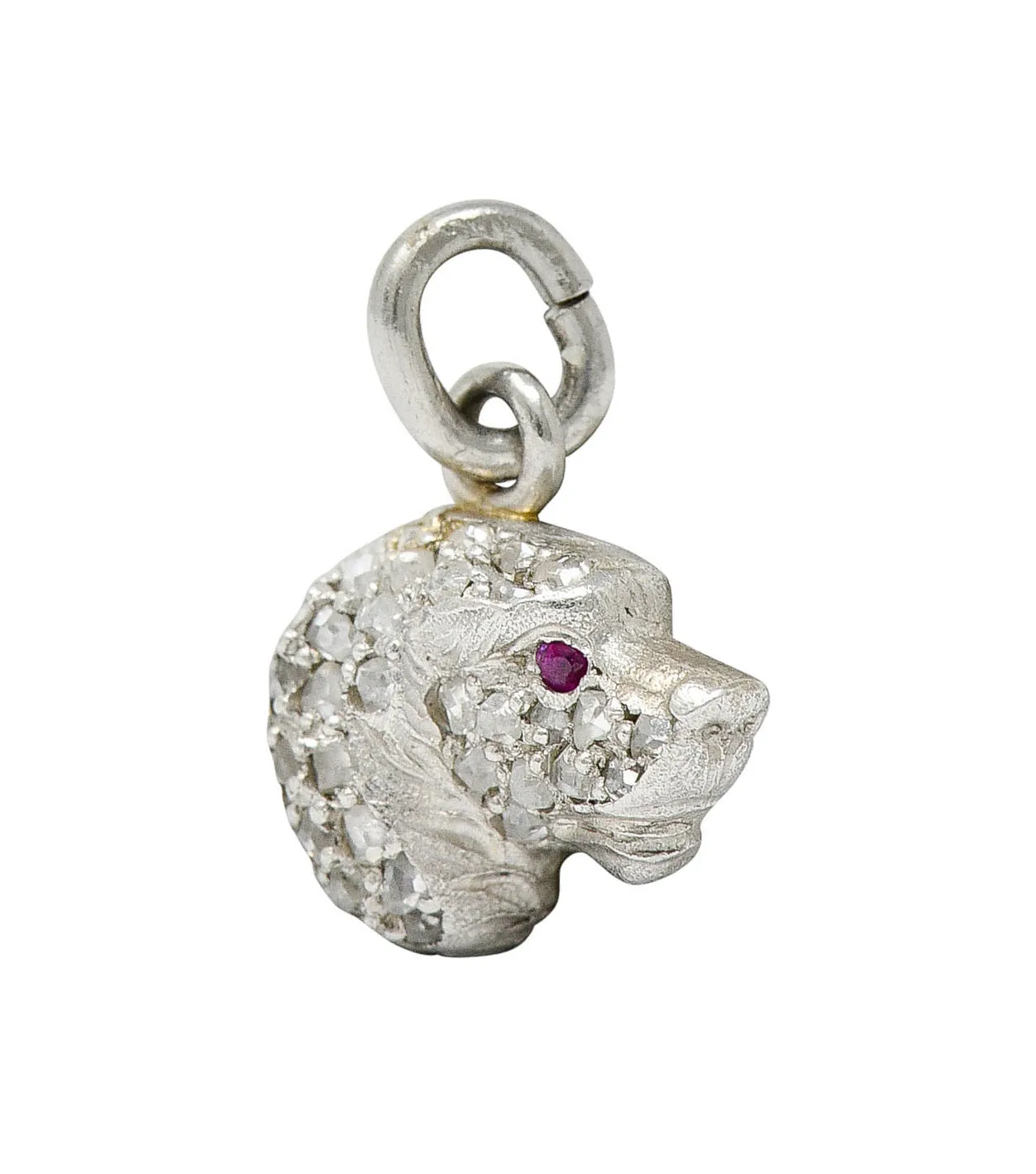 1920's Art Deco Pave Diamond Platinum Dog Charm