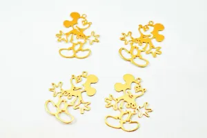 2 PCs Dainty Thin 18K Pinky as Gold Filled* Filigree Mouse Charm Pendant Size 21.5x17.5mm Thickness 0.25mm For Jewelry Making DGF11