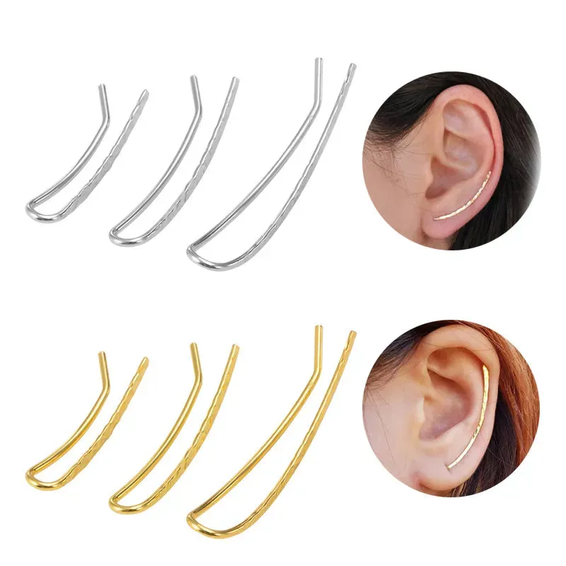 2pcs U Hairpin Shaped Clip Earrings Stainless Steel Ear Cuff Piercing Gold Silver Color Charm For Women Earring Tragus Jewelry