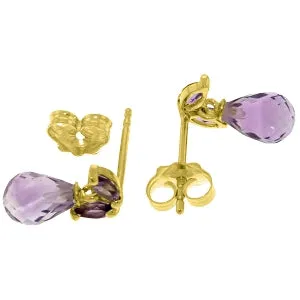 3.4 Carat 14K Solid Yellow Gold Wonderfully Performed Amethyst Earrings