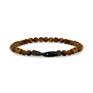 4mm Steel Clasp Matte Brown Bead Bracelet