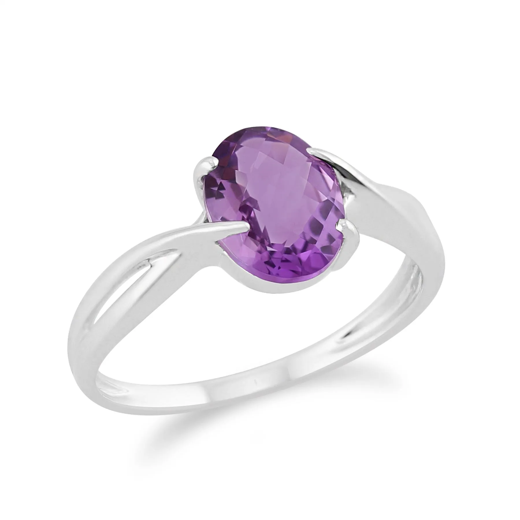 9 Karat Weiss Gold 1.35ct ct natürlich Amethyst klassisch Einzel Stein stil ring