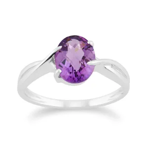 9 Karat Weiss Gold 1.35ct ct natürlich Amethyst klassisch Einzel Stein stil ring