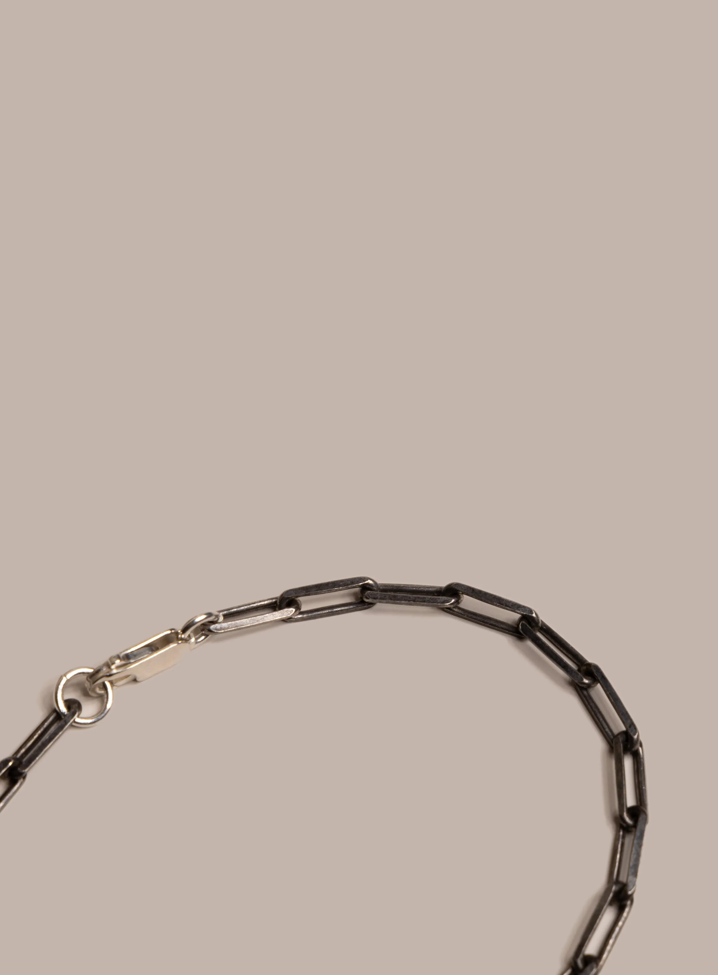 925 Oxidized Sterling Silver Elongated Cable Chain Bracelet for Men