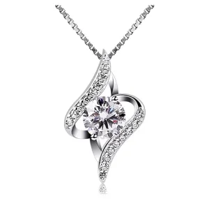 925 Sterling Silver 1ct. Silver Necklace Mothers Day Valentines Anniversary Gift Twist Simulated Diamond Stud Chain 20in.