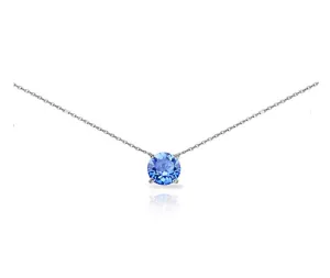 925 Sterling Silver Solitaire Choker Necklace Breeze Simulated Diamond Anniversary Gift 20in.