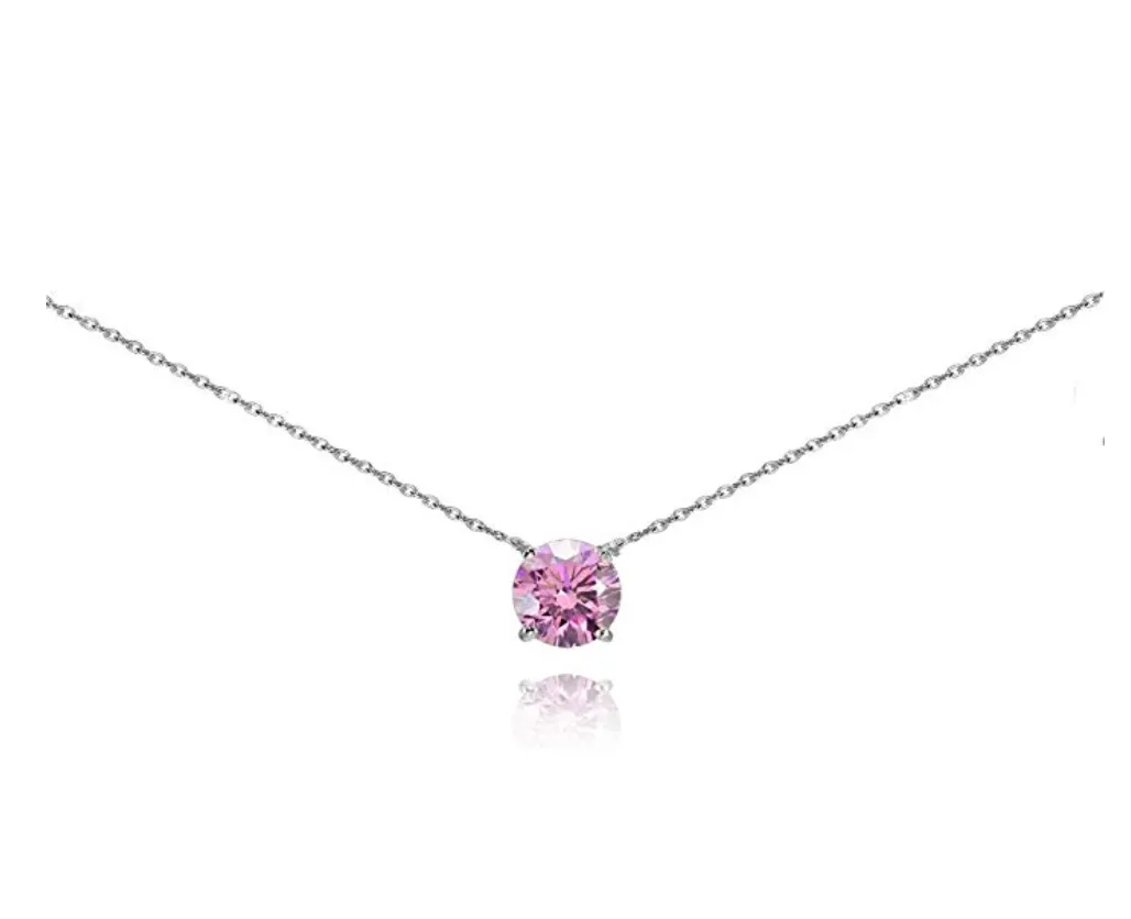 925 Sterling Silver Solitaire Choker Necklace Breeze Simulated Diamond Anniversary Gift 20in.