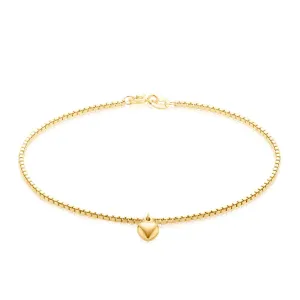 9ct Yellow Gold Silver Filled Heart Drop Charm Bracelet