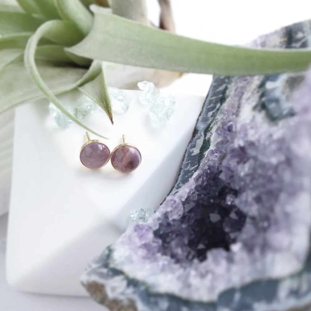 A Tea Leaf Jewelry - Amethyst Stone Earrings | Gold Filled