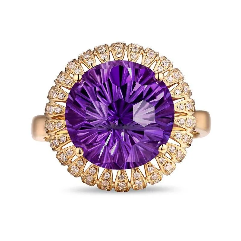 Amethyst 6.85ct 14k Gold Natural Diamond Ring