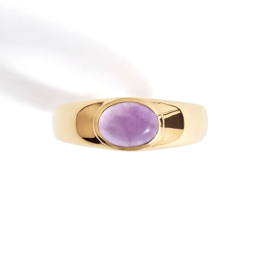 Amethyst Gemstone Aura 14K Gold Vermeil Ring