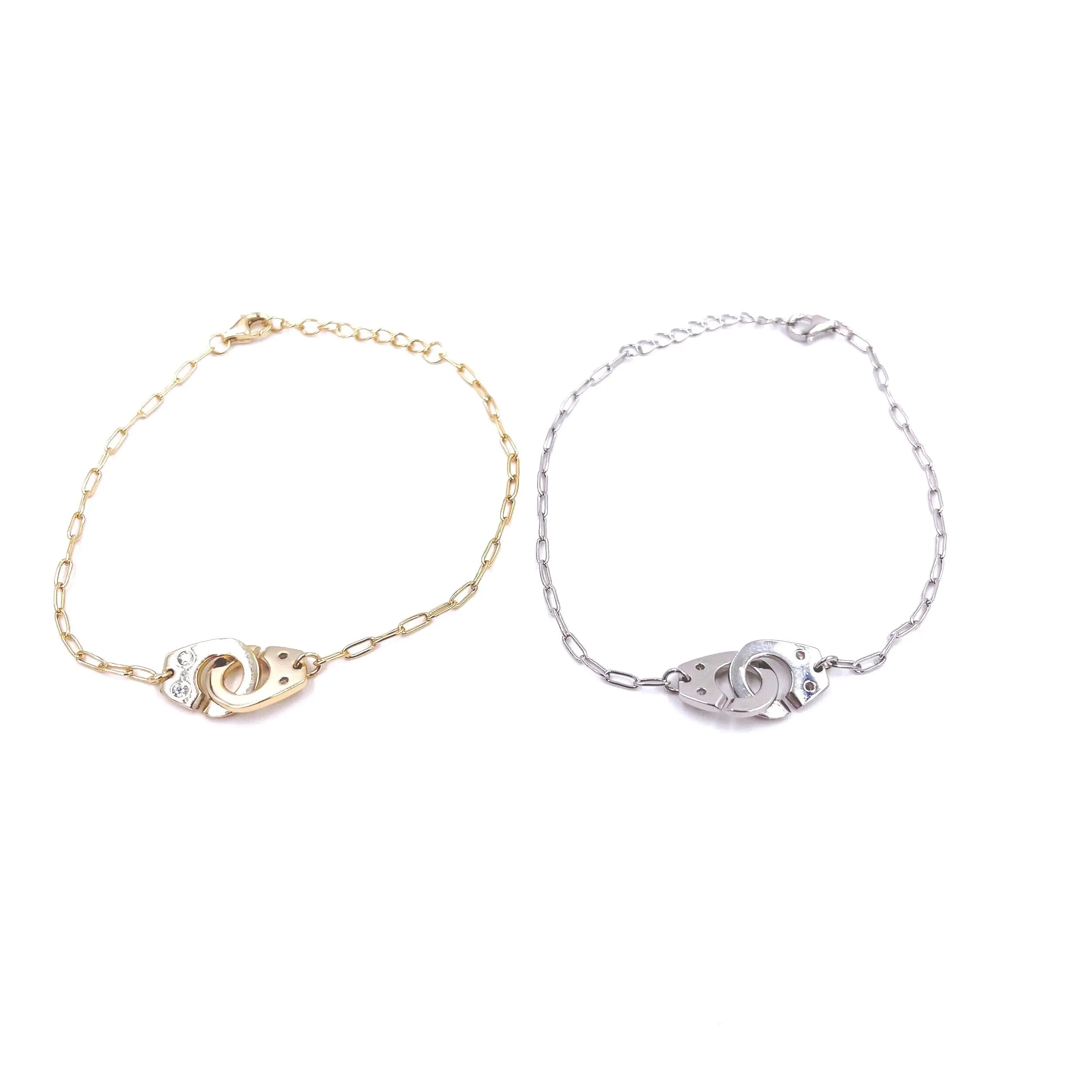 Ashley Gold Sterling Silver CZ Chain Interlocking Bracelet