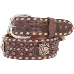 B907 - Brown Vintage Studded Belt