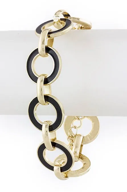 Black & Gold Circle Chain Bracelet